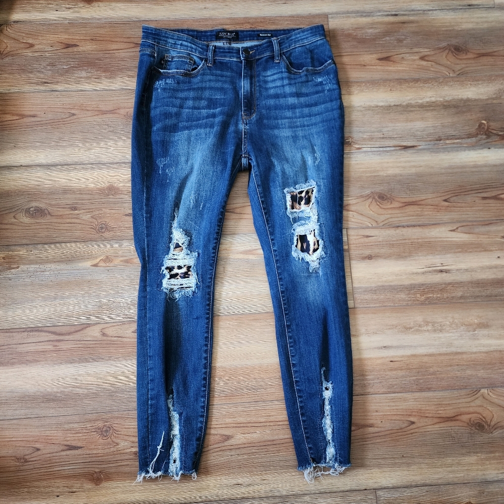 Judy Blue Skinny Fit Jeans Women's 15 32 Leopard Patch